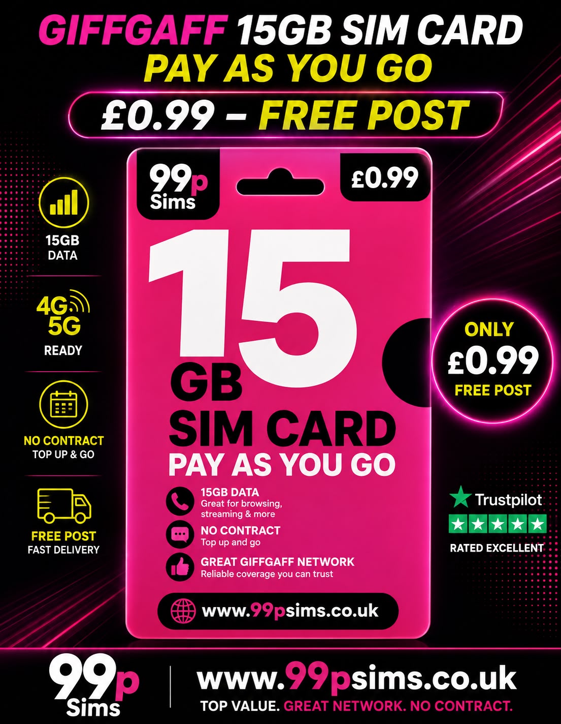 Giffgaff 15GB SIM Card
